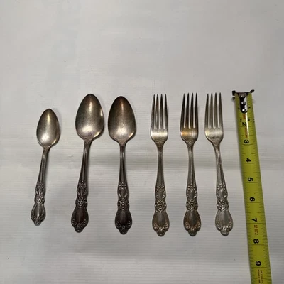 IS Heritage Juego de 6 Tenedores y Cucharas 1847 Rogers De Colección Plateado Cubiertos Lote Foto 1 de 4