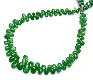 Natural Gem Tsavorite Faceted 5x3 to 10x6mm Pear Shape Briolette Beads Strand 9"