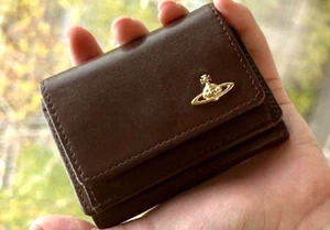 Vivienne Westwood Purse Tri-fold Mini Wallet Brown Leather Outlet Products - Picture 1 of 5