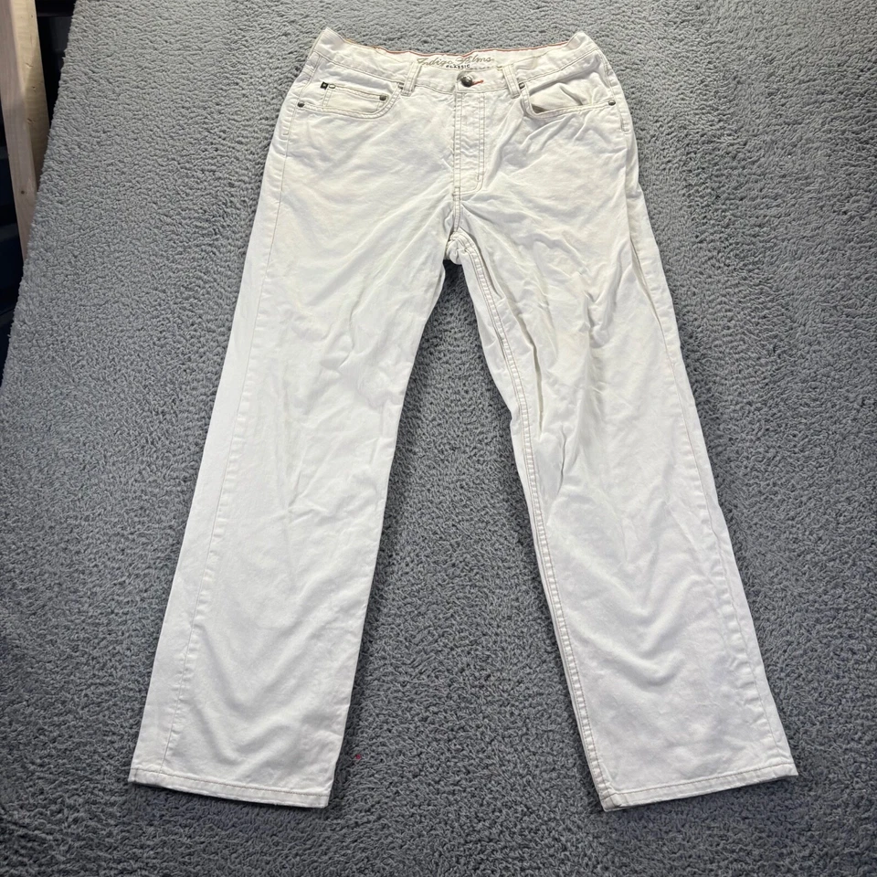Vintage Indigo Palms Jeans Men 34x30 White Cotton Classic Denim Orange Stitching - Image 1 of 4
