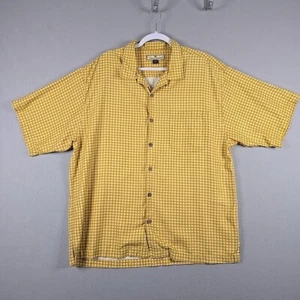 Tommy Bahama 100% Silk Mens Sz Xl Yellow Plaid Camp Short Sleeve Button Up Shirt - Picture 1 of 9