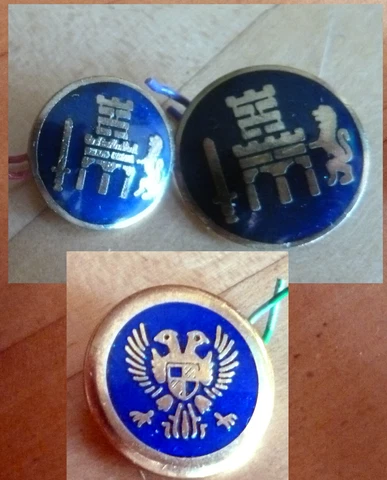 3 Vintage Enamel BLAZER BUTTONS, MEDIEVAL AND PRUSSIAN EAGLE Cover