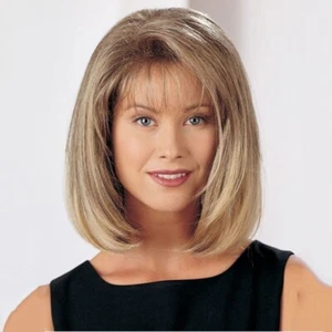 100% Real hair! Fashion Sexy Women Short Blonde Straight Human Hair Wigs 14In - Picture 1 of 8
