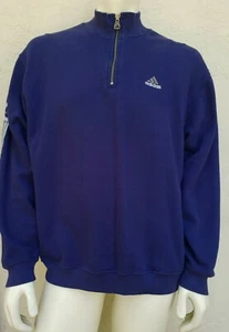 Vintage Adidas Men's 1/4 Zip Fleece Pullover Shirt Blue Sz M True to the Athlete - Picture 1 of 9