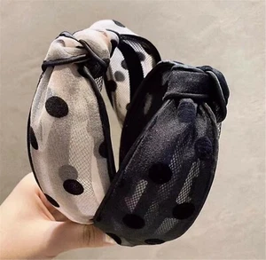 Mujeres Niñas Retro Lunares Boho Banda para el Cabello Cruz Torcida Ancha Diadema Aro Envolvente - Imagen 1 de 15