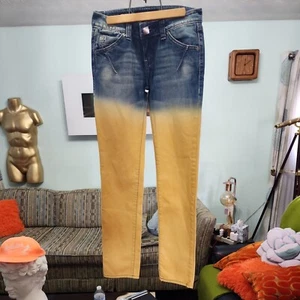 Miss Sixty Luxus Gelb Ombre Denim Jeans Vintage Gr. 27 Made in Italy Straigh - Bild 1 von 7