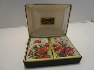 Vintage Duratone 2-deck sealed Playing Cards Floral U.S.I.R. TAX STAMPS 1940 NOS - Picture 1 of 9