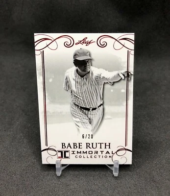 2017 Leaf Immortal Collection Babe Ruth /20 RUBY RED PARALLEL SSP Thick Stock 24 - Image 1 of 4