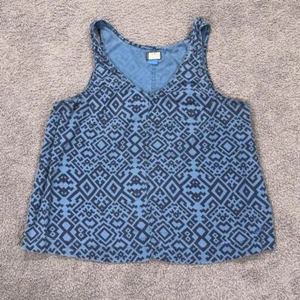 Kavu Tank Top Womens Large Blue Oversized Boxy Scoop Neck Outdoor Tencel Aztec - Picture 1 of 9