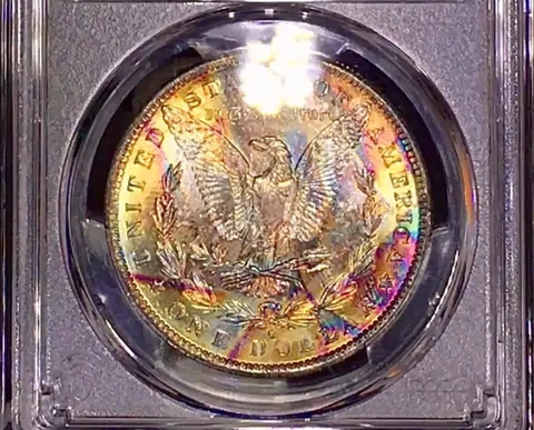 1883-O Morgan Dollar PCGS MS65 Kaleidoscope Color EOR Rainbow Toned w/Video Cover