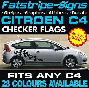 to fit CITROEN C4 GRAPHICS CAR VINYL CHECKER FLAG DECALS STICKERS 1.4 1.6 2.0 - Picture 1 of 2