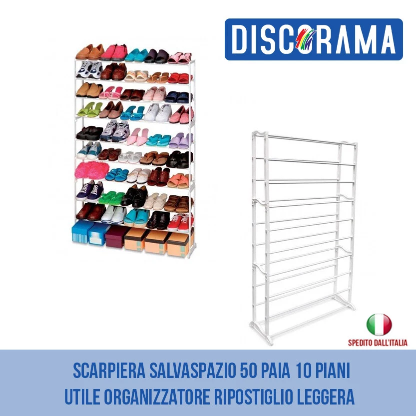 SCARPIERA SALVASPAZIO 50 PAIA 10 PIANI UTILE ORGANIZZATORE RIPOSTIGLIO LEGGERA  - Immagine 1 di 1
