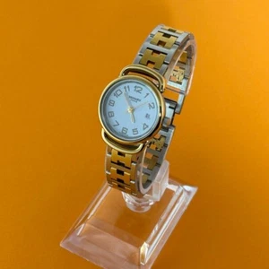 Orologio Hermes Pullman Quarzo Donna Quadrante Blu Swiss Made Tondo Usato Dal Giappone - Foto 1 di 13