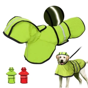 Reflective High Visibility Waterproof Pet Dog Raincoat Outdoor Rain Coat Jacket - Picture 1 of 28