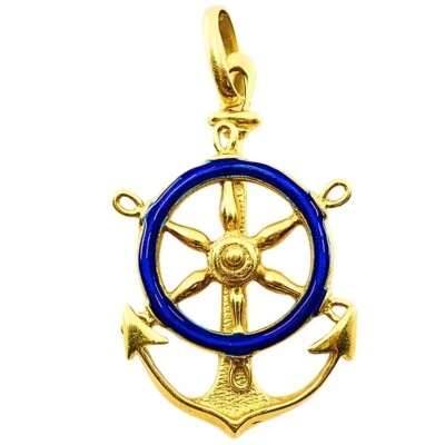 UnoAErre 18k Gold Pendant Anchor Charm Nautical Jewelry - Image 1 of 4
