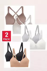 Carole Hochman Ladies' Seamless Comfort Wirefree Bra 2-pack Sizes S, M, L, XL - Picture 1 of 26