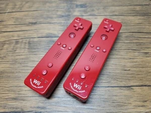 Nintendo Wii Remote Controller Red Lot of 2 OEM Tested Remote Motion Plus - Picture 1 of 1