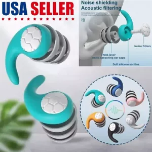 Reusable Silicone Ear Plugs Noise Cancelling Earplugs Protector Study Sleep Swim - Picture 1 of 18