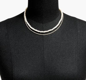 J. Crew Pearl and gold chain necklace, layering - Picture 1 of 14