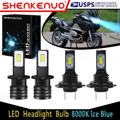 Lâmpadas de faróis de LED feixe alto baixo 8000K HKL para BMW R1150RT 2000-2006 4X H3+H7 - Imagem 1 de 4