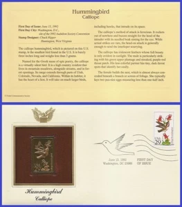 USA2 #2646 U/A RÉPLICA DORADA FDC Calliope Hummingbird - Imagen 1 de 1