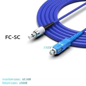 2Pcs 1m 2m 3m 5m 10m 15m SC/UPC to FC/UPC SM OS2 Armored Fiber Optic Patch Cord - Picture 1 of 13