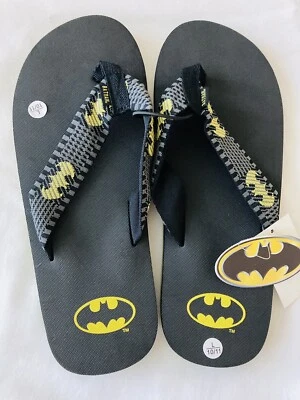 NWT Mens Black Flip Flops Batman Large 10/11 Logo DC Comics Logo - Image 1 of 4