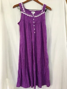 ARIA Women’s Sleeveless Cotton Nightgown Purple Dots W/Pockets Many sizes New - Picture 1 of 4