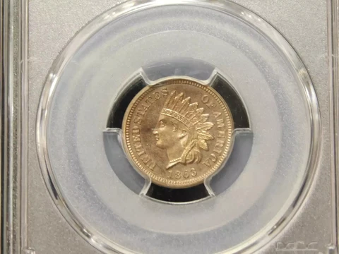 1863 Proof Copper Nickel Indian Head Cent - PCGS PR64 Cover