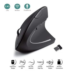 Vertical Mouse Ergonomic 2.4GHz Wireless | Posture Improving Mouse / Black