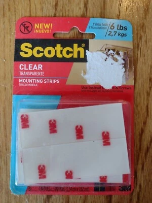 TIRAS DE MONTAJE - 8 piezas 1" x 3" - transparente - escocés - cada tira tiene capacidad para 0,75 libras ¡NUEVO! Foto 1 de 3