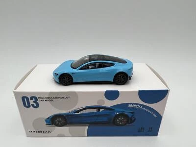 Modello Di Tempo 1:64 TESLA Concept Modello Auto Blu - Immagine 1 di 4