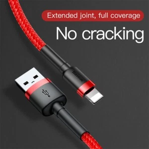 Phone Cable Baseus Cafule Fast Charging USB For iPhone iPad 2.4A 1M Red - Picture 1 of 5