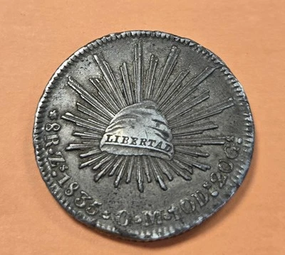MONEDA DE PLATA REAL 1835 ZS Om 8 error planchet defecto Foto 1 de 4