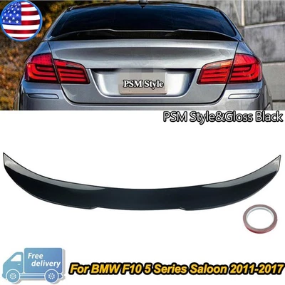 FOR 11-16 BMW F10 528i 535i 535d 550i M5 PSM Style Gloss Black Trunk Spoiler Lip - Image 1 of 4
