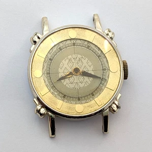 Vintage GENEVA De Luxe Jewelled Gold Tone 30mm Swiss Watch Movement PARTS REPAIR - Picture 1 of 14
