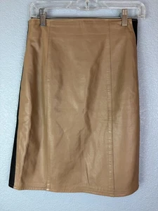 Falda Danier para mujer 6 cuero negro tostado forrado a lápiz clásica oficina carrera 24 pulgadas - Imagen 1 de 7