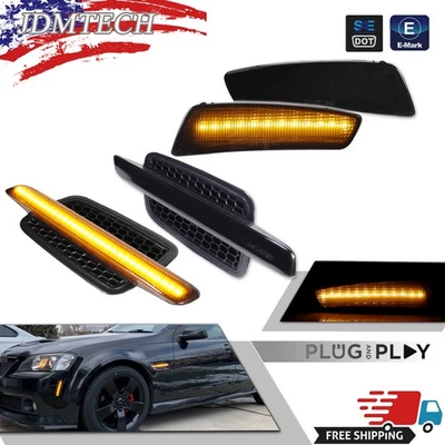 Luces de señalización laterales LED ámbar humo 4 piezas parachoques guardabarros delantero para Pontiac G8 08-09 Foto 1 de 4