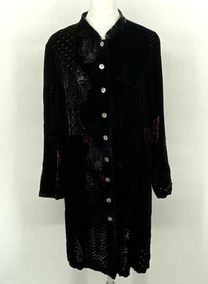 VTG Koos Of Course Jacket Womens Small Mix Print Silk Blend Velvet Burnout Artsy - Image 1 of 4