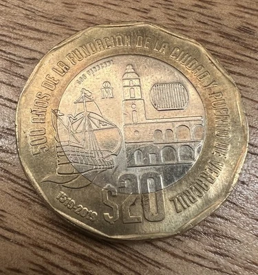 Mexico BIMETALIC MEXICAN COIN $20 PESOS 2019 - 500 AÑOS FUNDACION DE VERACRUZ SE - Image 1 of 4