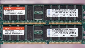 1GB 2x512MB PC-2100R DDR-266 ECC REG HYNIX HYMD264G726B4M-H AA-A IBM 09N4307 KIT - Picture 1 of 4