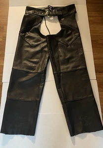 Harley Davidson Women's Riding Chaps M Black Leather Lightweight Essential - Bild 1 von 11