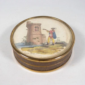 ANTIKE KUCHENDOSE FRANZÖSISCHES GEBÄCK ILLUSTRATION UNTER GLAS 1800 W435 - Bild 1 von 12