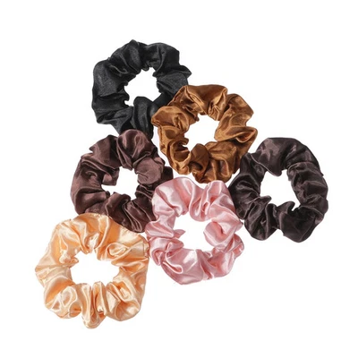 12 Pc Satin Fabric Hair Rings Solid Scrunchies Elastic Hair Bands Accessories - Image 1 of 4