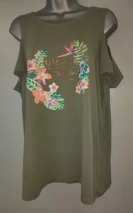 Size Medium Green Cold Shoulder Top - Picture 1 of 6
