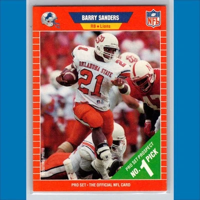 Tarjeta de novato Barry Sanders RC Prospect #1 Pick 1989 NFL Pro Set #494 Lions Foto 1 de 3