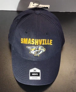 Nashville Predators Hat Cap Adult Snap Back Blue Smashville Spell Out Hockey NHL - Picture 1 of 8