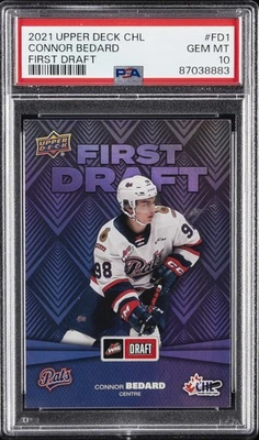 2021 UPPER DECK CHL FIRST DRAFT #FD1 CONNOR BEDARD PSA 10 - Image 1 of 2