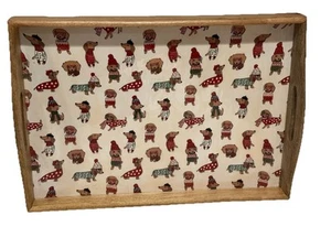 Cynthia Rowley Holiday Dog Dachshund Large Wood Serving Tray - Picture 1 of 6