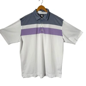 FootJoy Golf Polo Shirt White Purple Stripe Performance Athletic Mens 2XL - Imagen 1 de 11